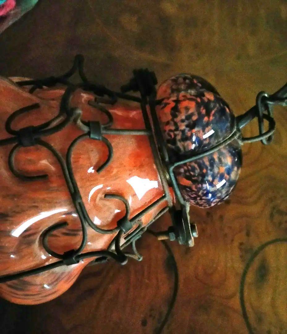 【芸術的】アンティーク/吹きガラス吊り下げ式ペンダントライト/ドイツ製/レア