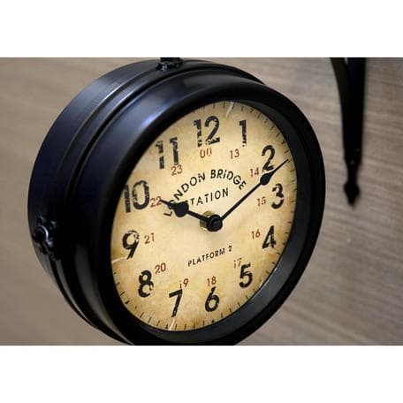 アンティークデザインの両面壁掛け時計 BK/L 駅時計 おしゃれ時計