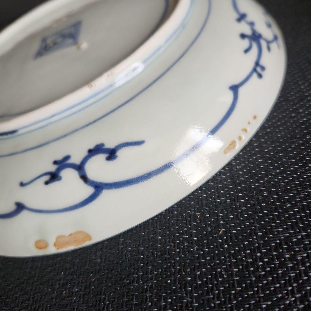 -174\x8　花唐草　染付　六寸