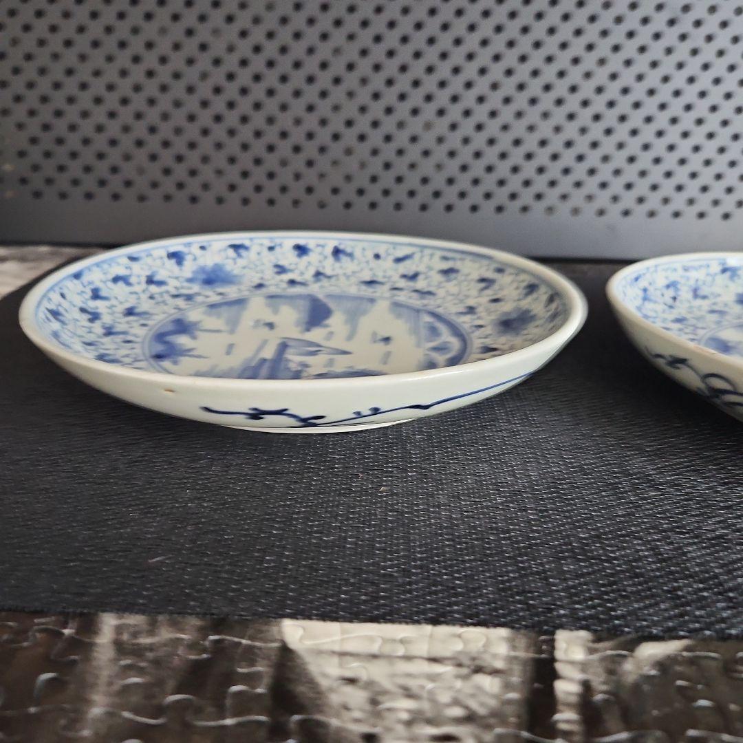 -174\x8　花唐草　染付　六寸