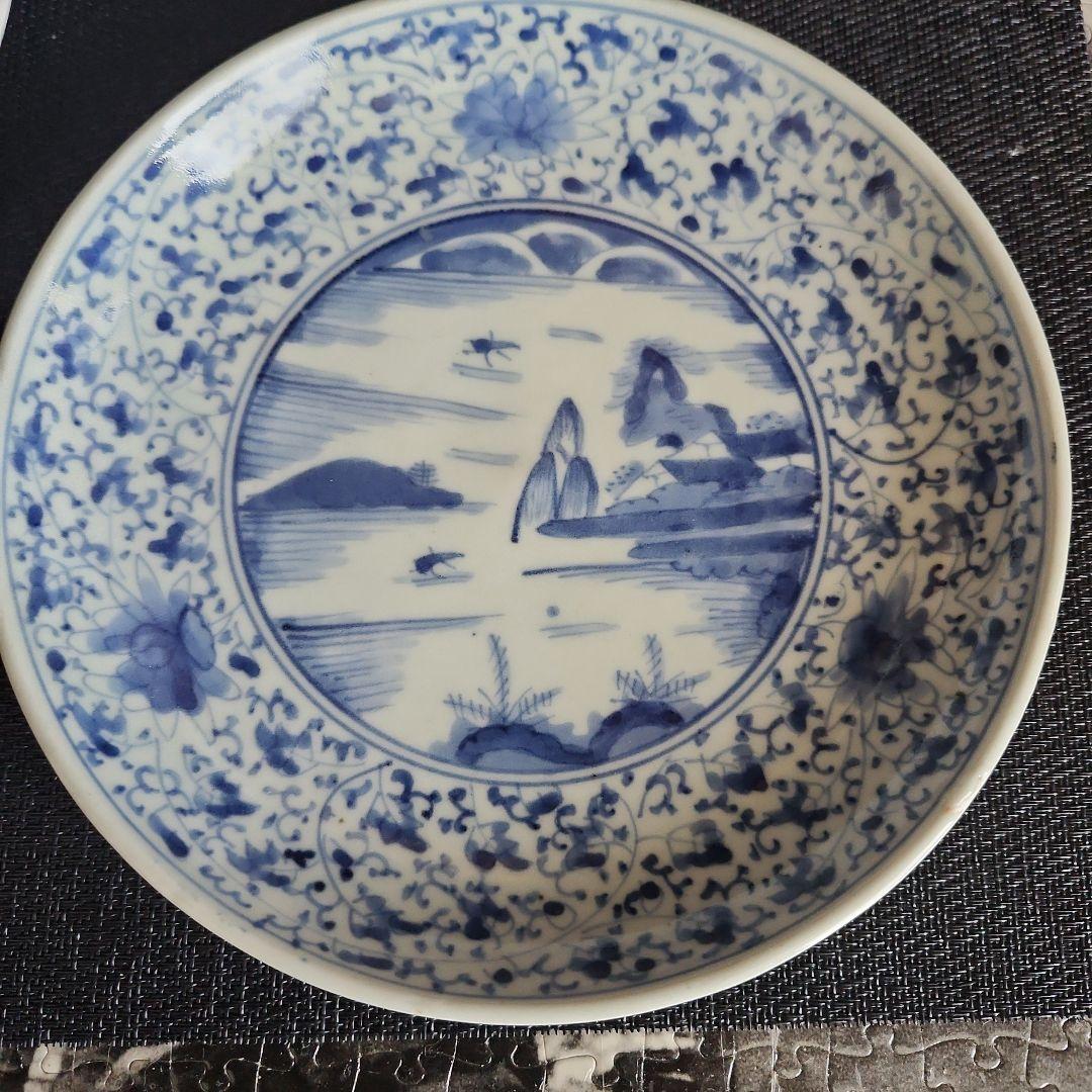 -174\x8　花唐草　染付　六寸