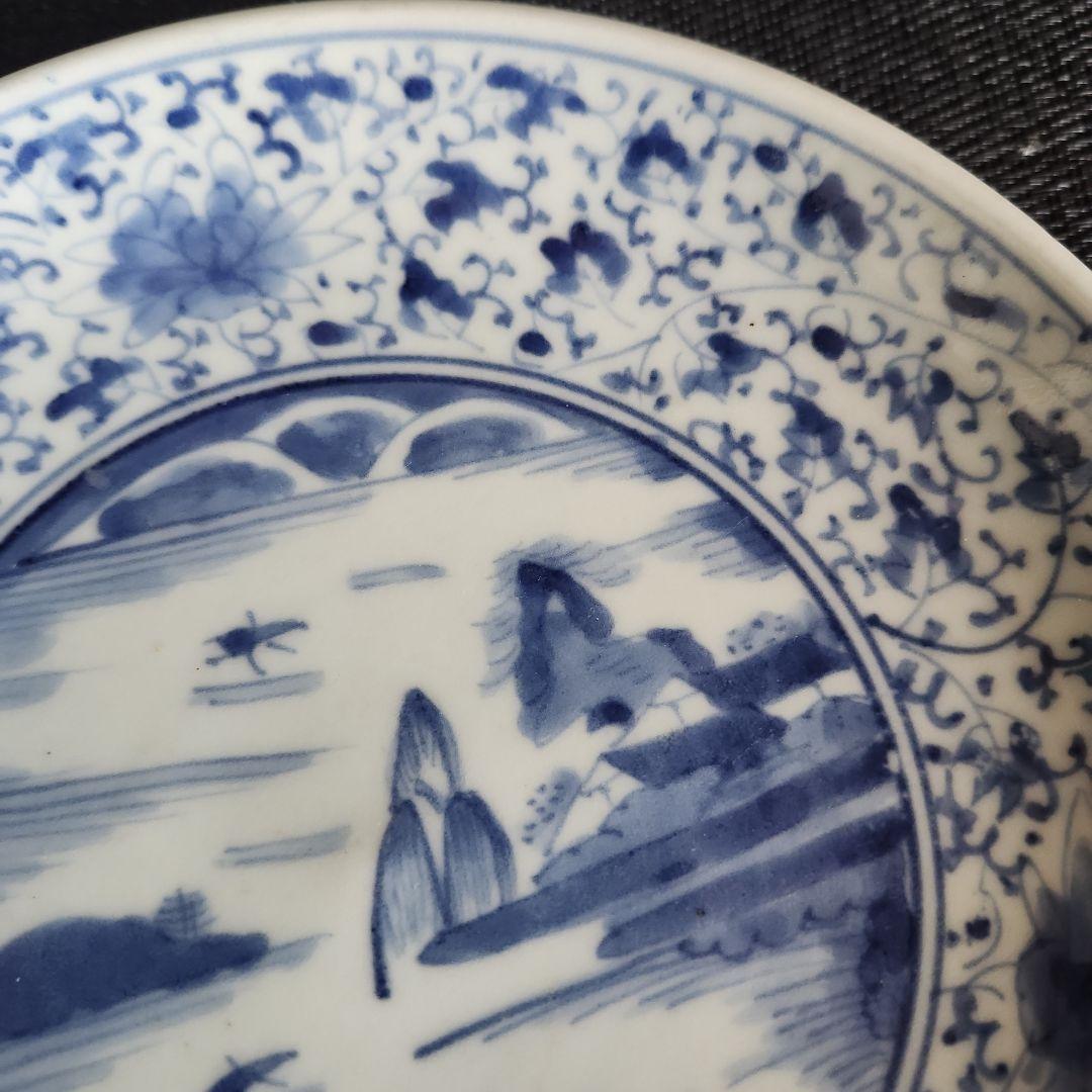 -174\x8　花唐草　染付　六寸