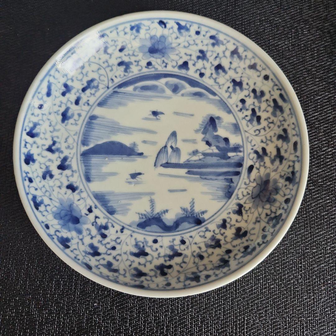 -174\x8　花唐草　染付　六寸