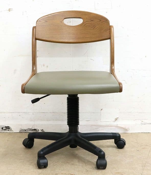 浜本工芸・デスクチェア・ナラ材・昇降式