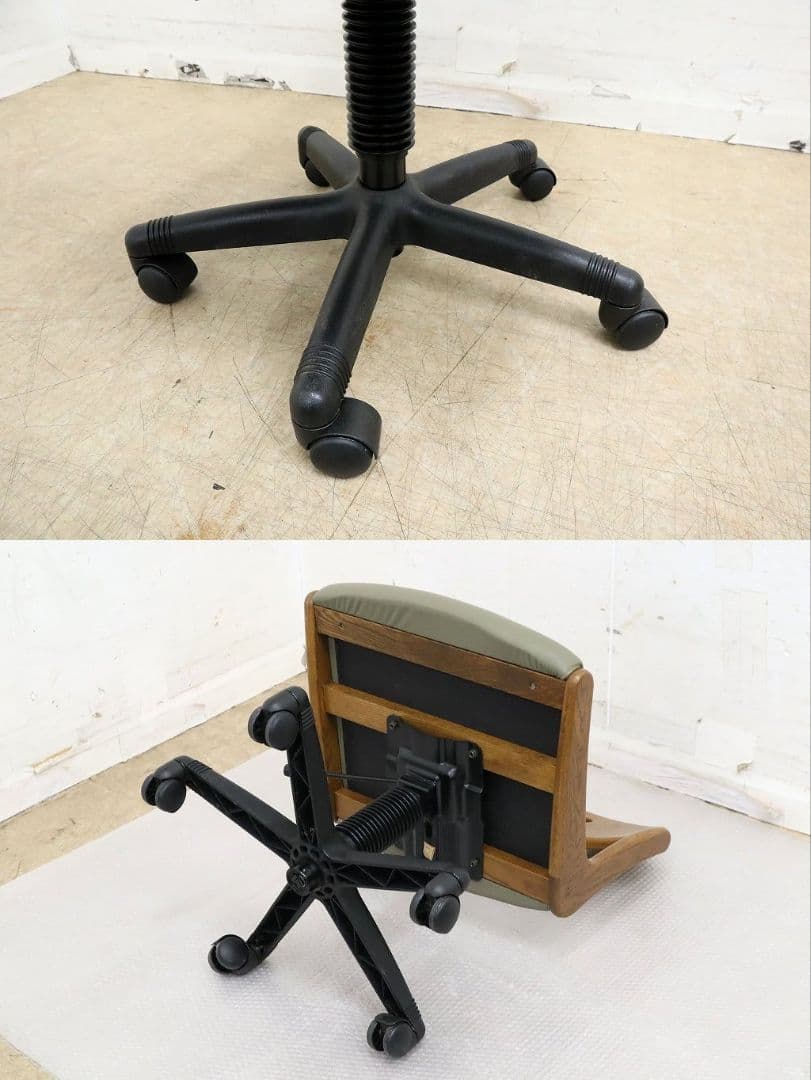 浜本工芸・デスクチェア・ナラ材・昇降式