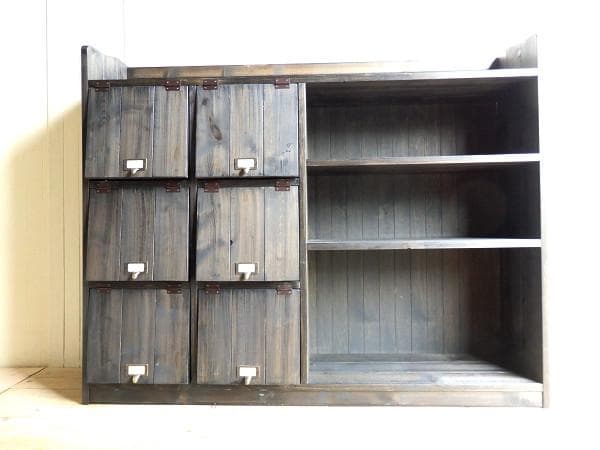 サイズオーダー可！超ワイド6枚パタパタキャビネットエスプレッソ受注製作