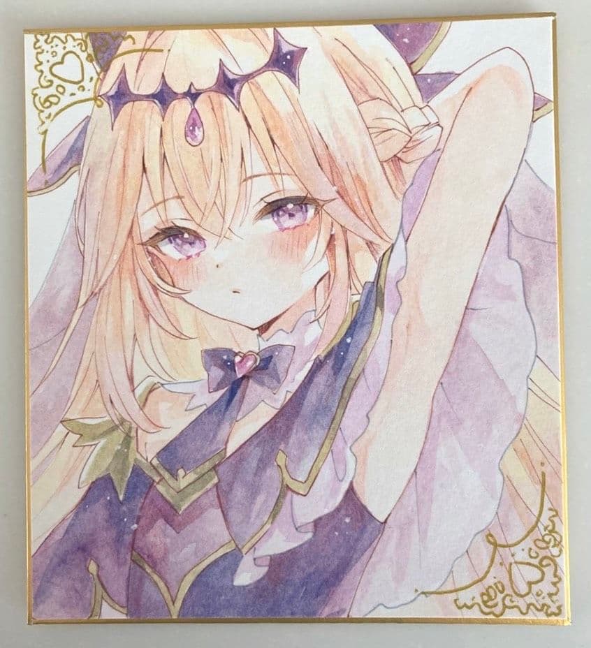 椎*つ様 手描きイラスト　名探偵プリキュア　キュアアルカナ・シャドウ　色紙原画