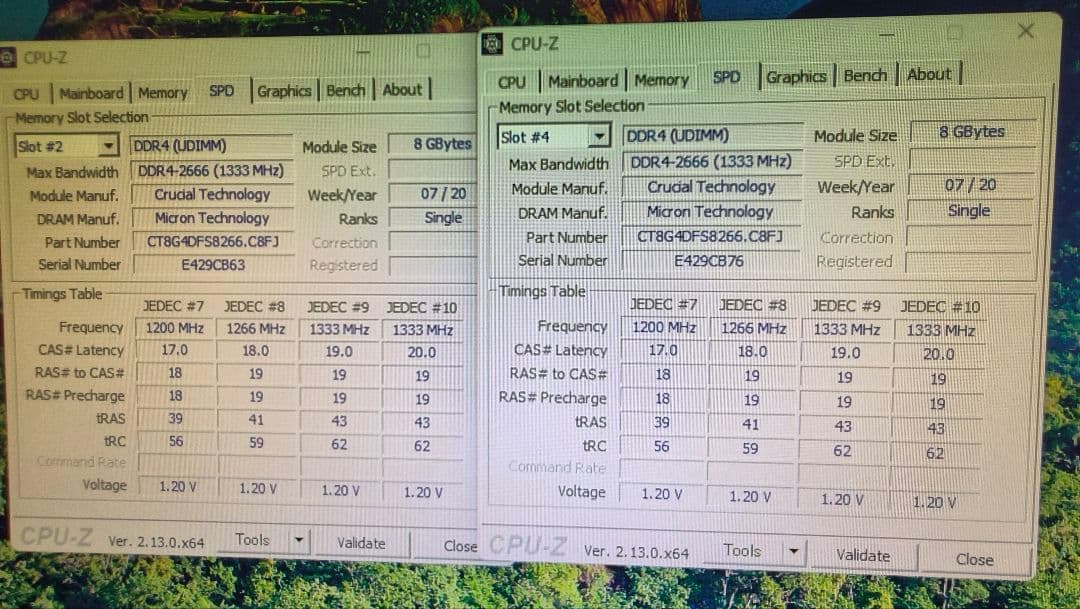 DDR4 8GBx2枚 16GB pc4-2666 動作確認済み ⑤