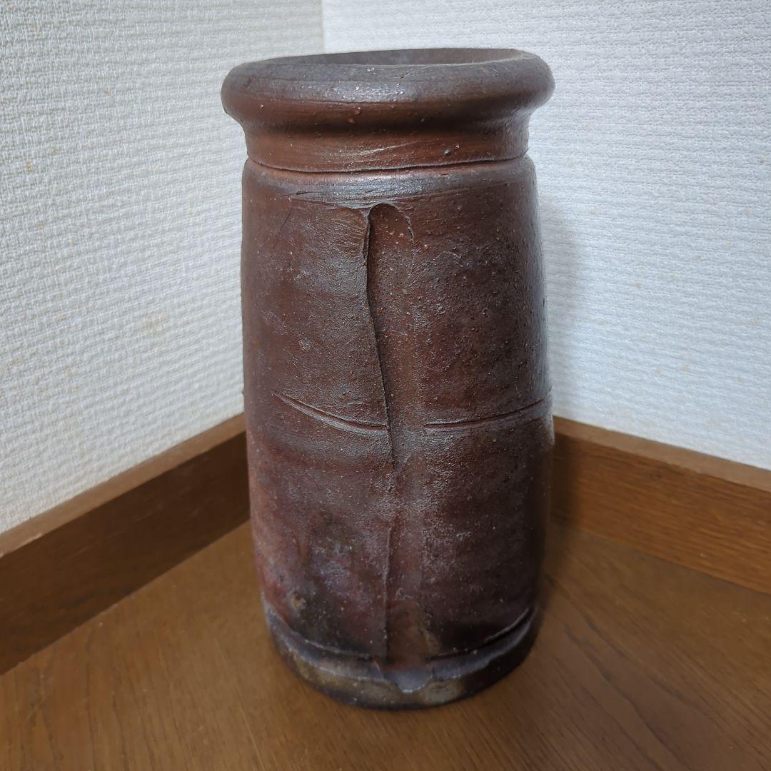 ●備前焼　登窯窯元作品【こ】の陶印記す・花瓶 ・花入・寸胴