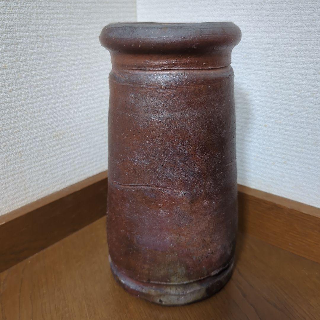 ●備前焼　登窯窯元作品【こ】の陶印記す・花瓶 ・花入・寸胴