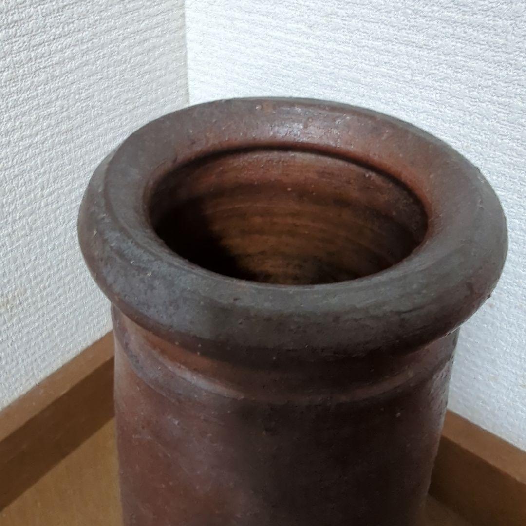 ●備前焼　登窯窯元作品【こ】の陶印記す・花瓶 ・花入・寸胴