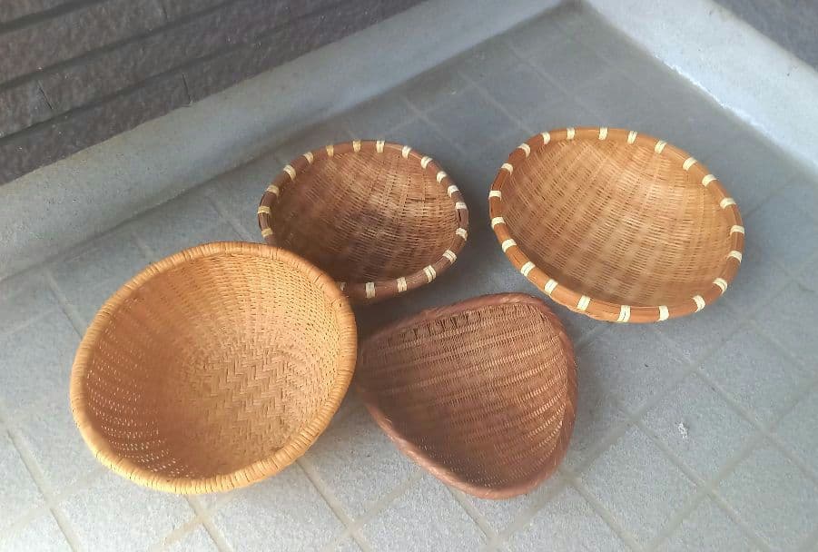 アンティーク天然素材のざる4個セット