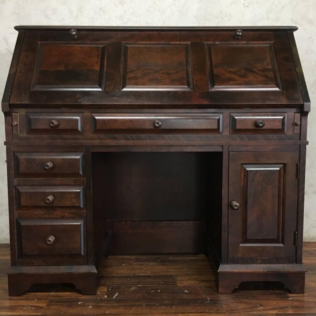 月末限定値下げ！北海道民芸家具 樺無垢材 ライティングビューロー デスク 両袖