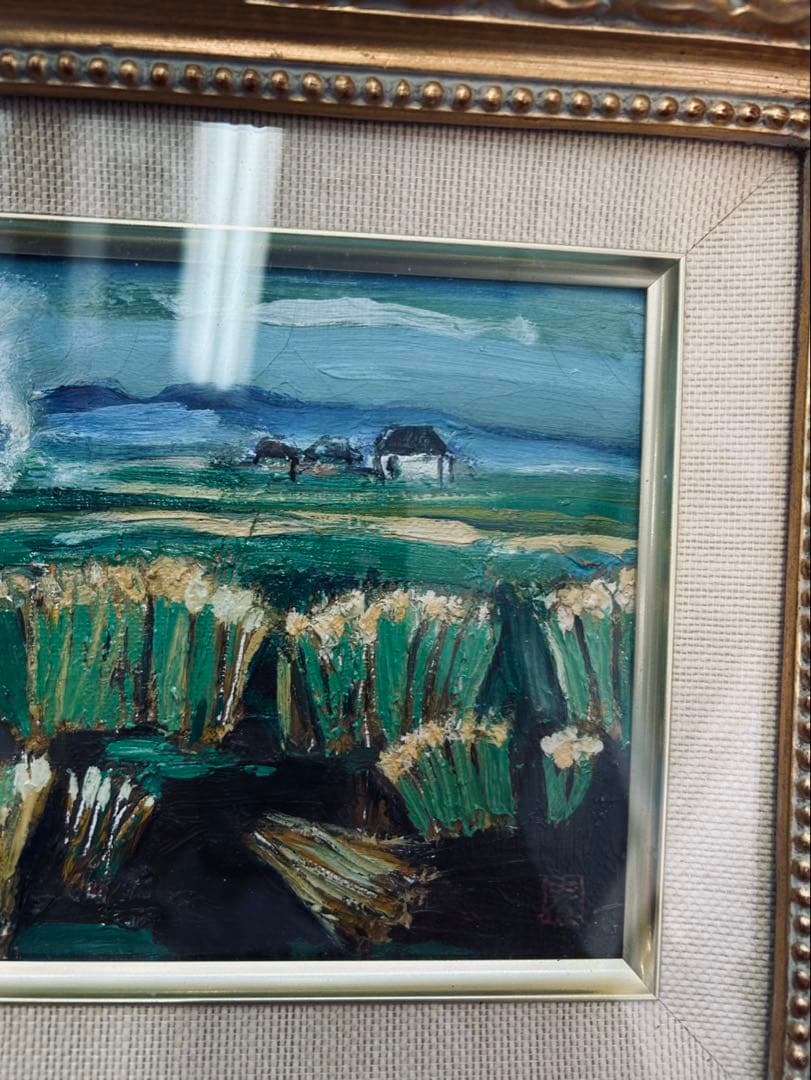 手描き ミニアート 麦畑風景画