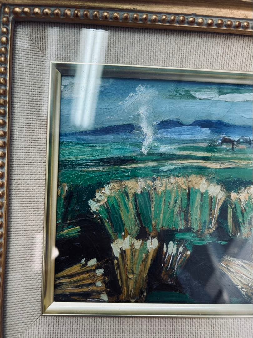 手描き ミニアート 麦畑風景画