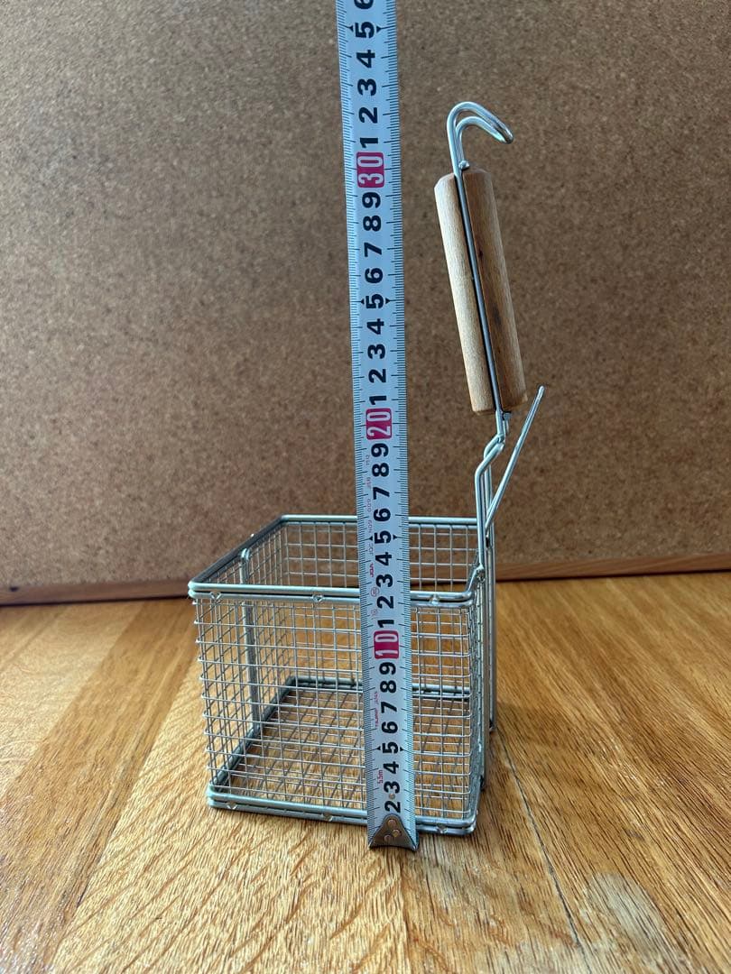 日本製 木柄 コンパクト 角型 フライヤー カゴ [篭・揚げかご・編み・アミ]