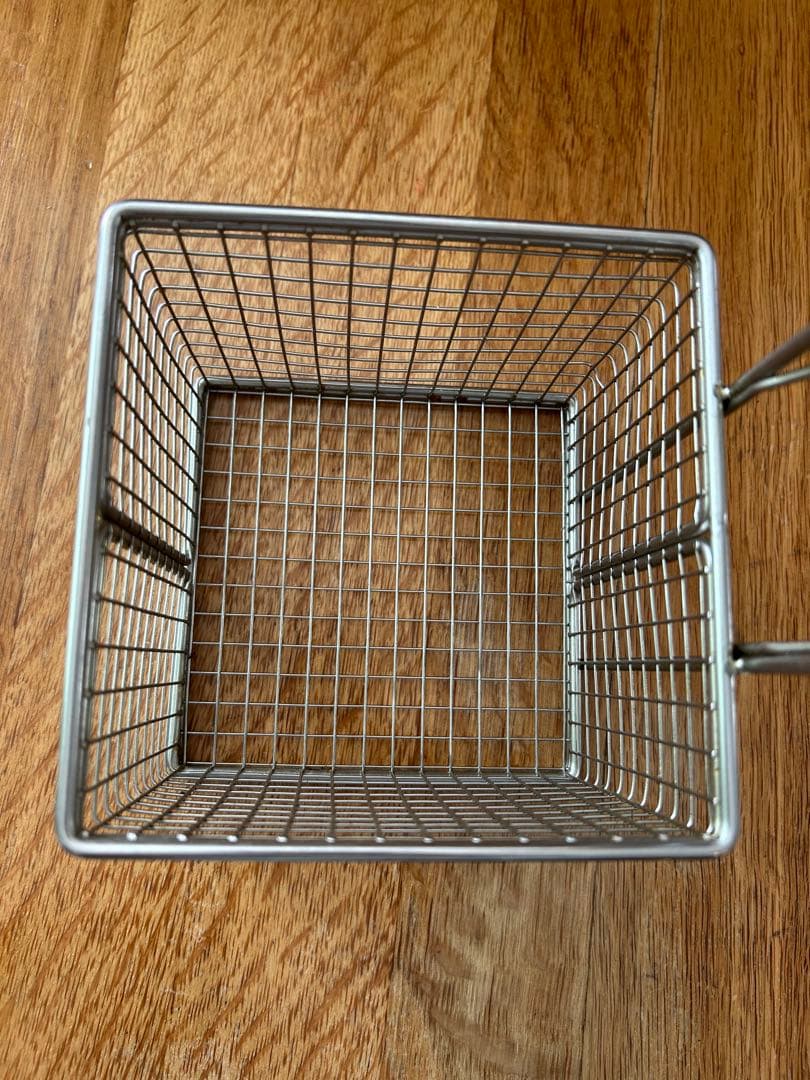 日本製 木柄 コンパクト 角型 フライヤー カゴ [篭・揚げかご・編み・アミ]