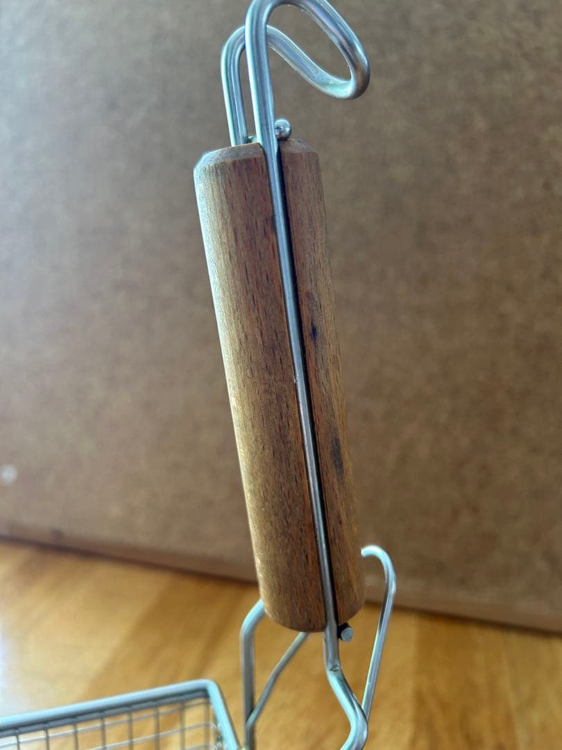 日本製 木柄 コンパクト 角型 フライヤー カゴ [篭・揚げかご・編み・アミ]