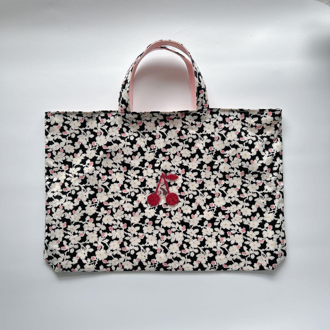 【Bonpoint起用柄】リバティ　レッスンバッグ　手提げ　入園入学　シャネル