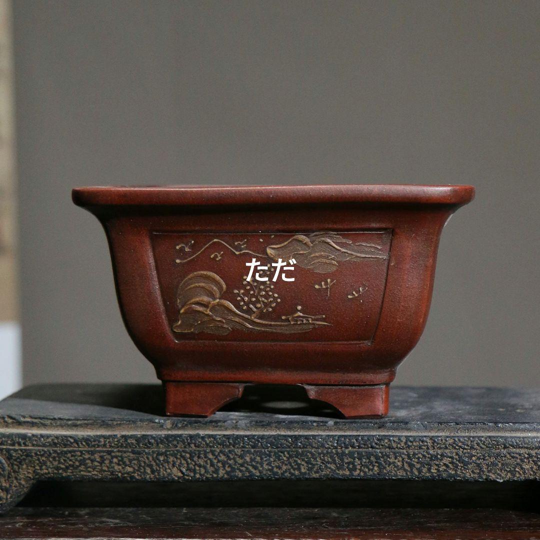 禅意正方形奎面紫砂盆鉢 盆栽鉢 植木鉢 小品盆栽鉢 大品盆栽鉢