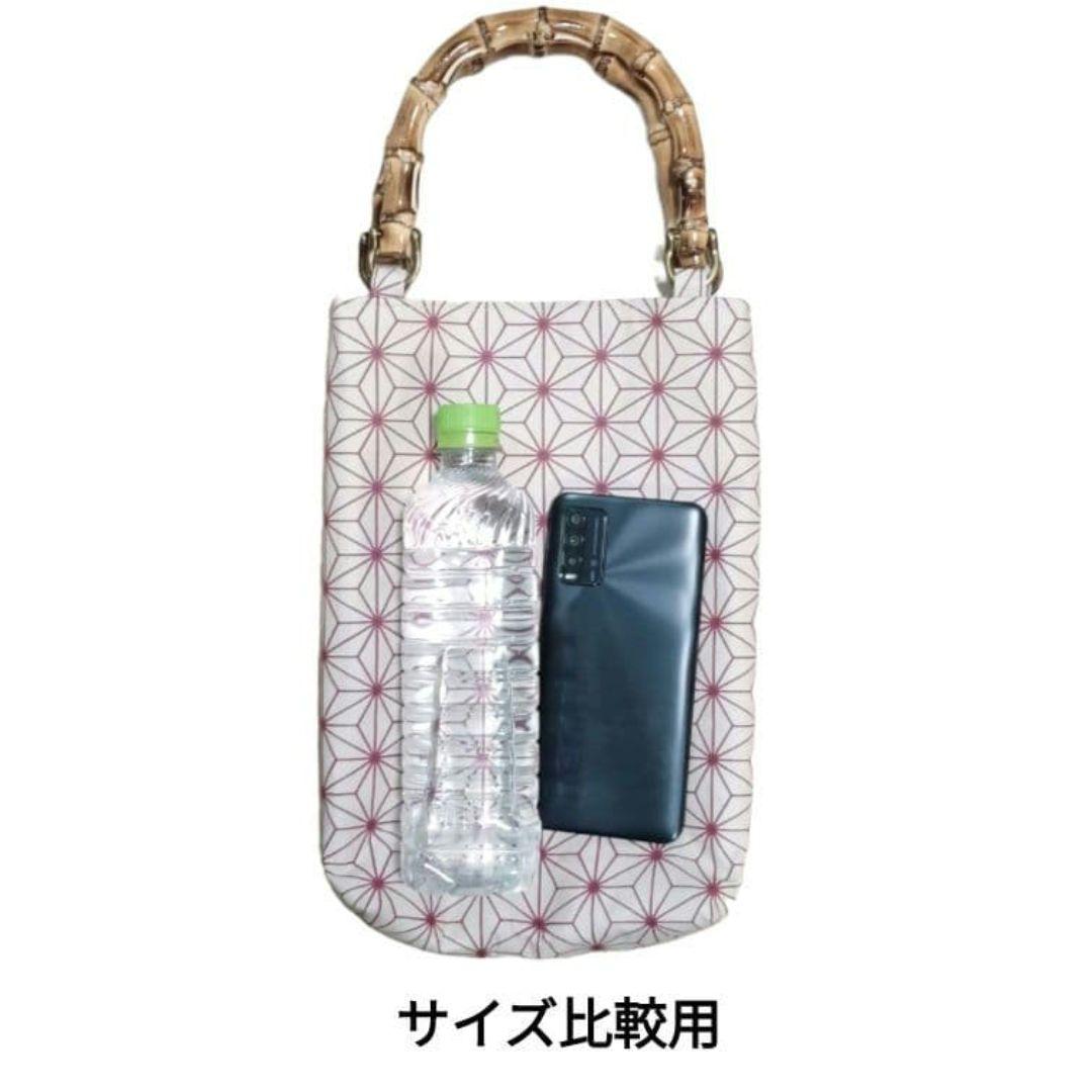 バンブー手提げ　麻の葉紋様　和柄バッグ　祭り　神輿　お祭りバッグ