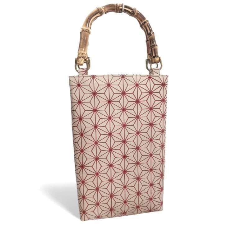 バンブー手提げ　麻の葉紋様　和柄バッグ　祭り　神輿　お祭りバッグ