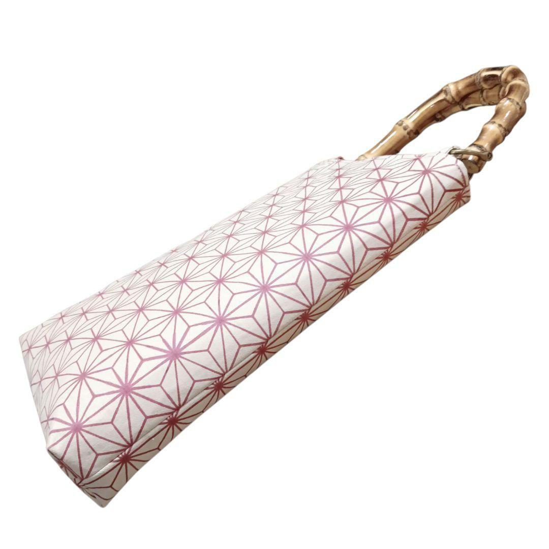 バンブー手提げ　麻の葉紋様　和柄バッグ　祭り　神輿　お祭りバッグ