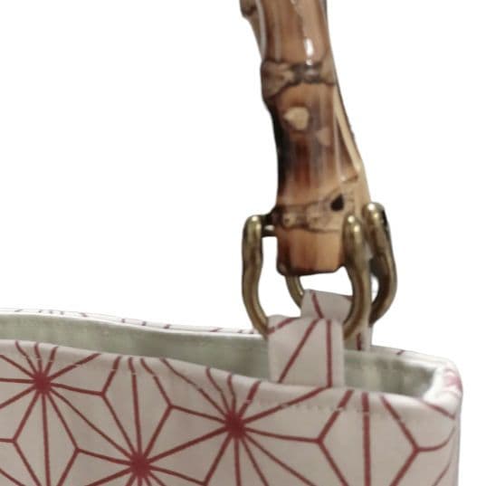 バンブー手提げ　麻の葉紋様　和柄バッグ　祭り　神輿　お祭りバッグ