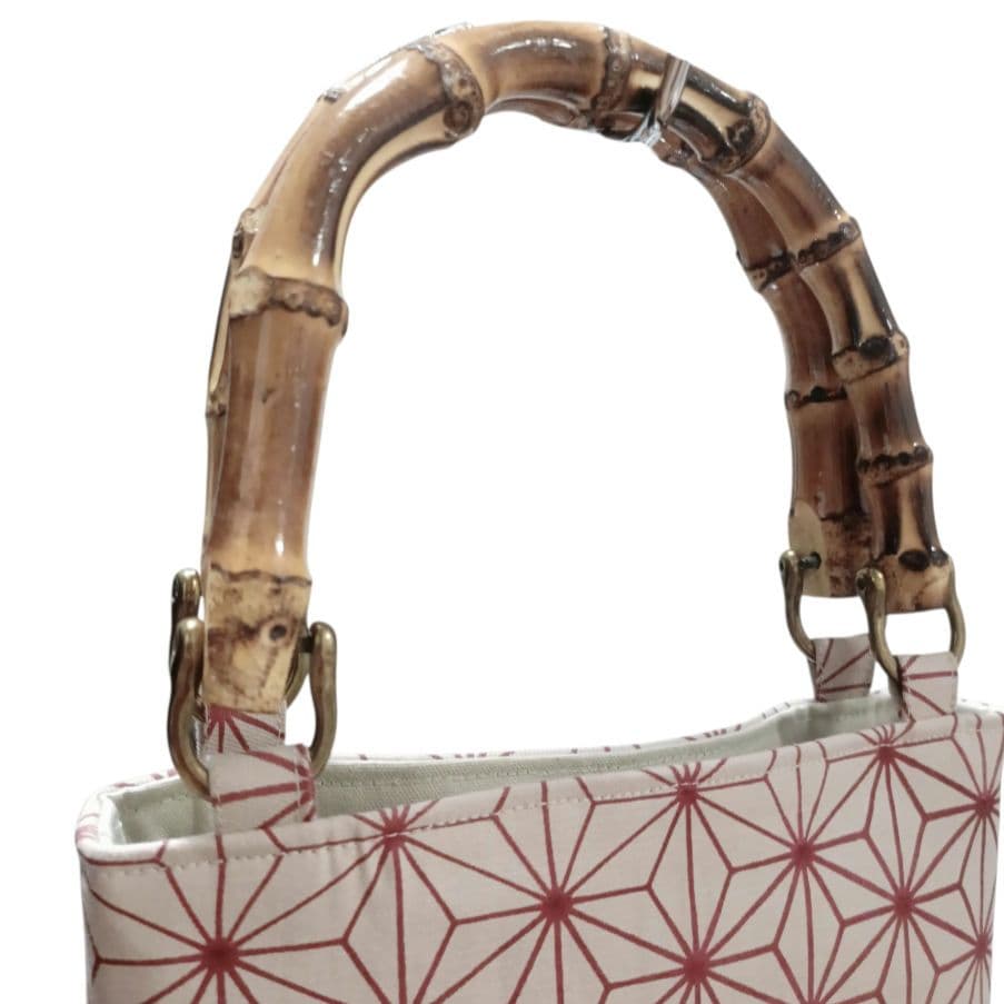 バンブー手提げ　麻の葉紋様　和柄バッグ　祭り　神輿　お祭りバッグ