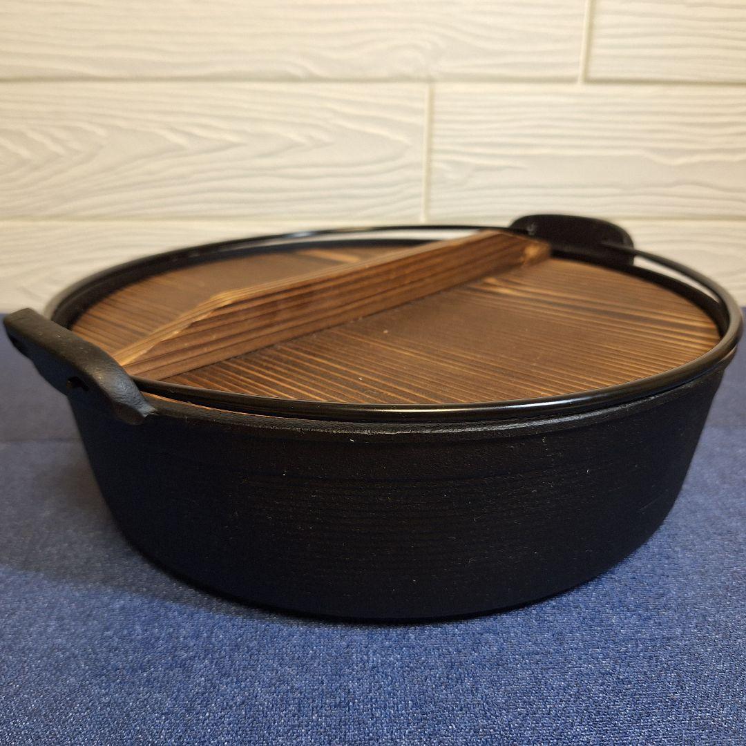 【IH対応・南部鉄器】いろり鍋 29cm 木蓋付き 田舎鍋 鉄鍋 煮込み料理に