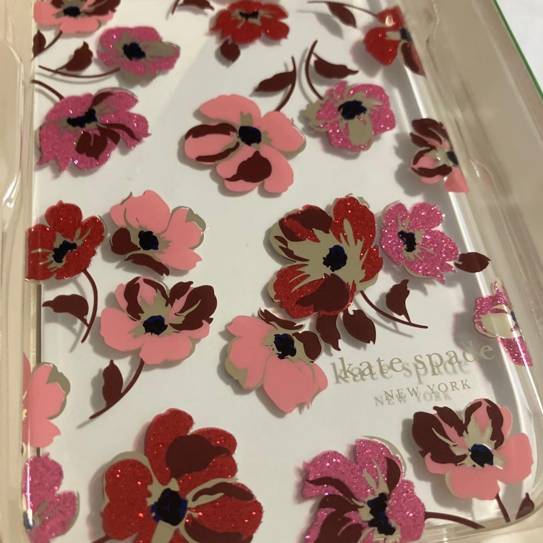 新品　未使用　ケイトスペード　iPhone15promax フラワー　花柄　ラメ
