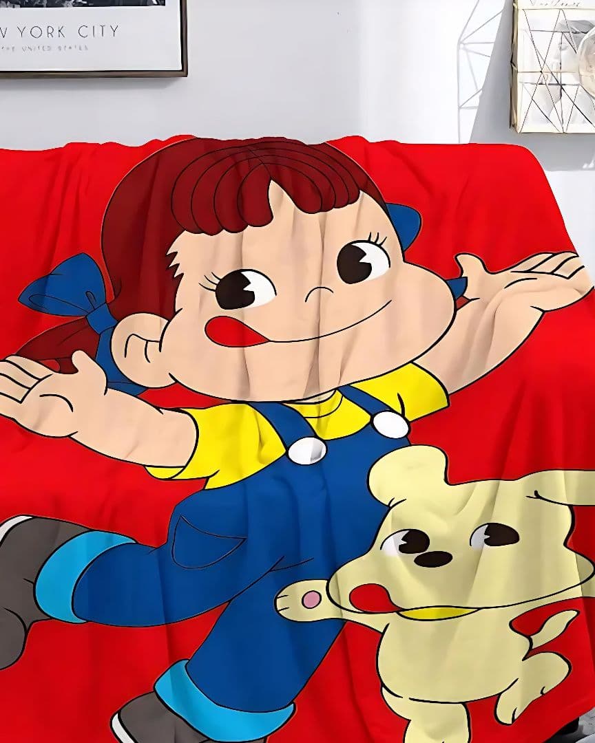 即日発送ふわふわが癖になる触り心地◎不二家ペコちゃん薄手BIG毛布ダブルサイズ