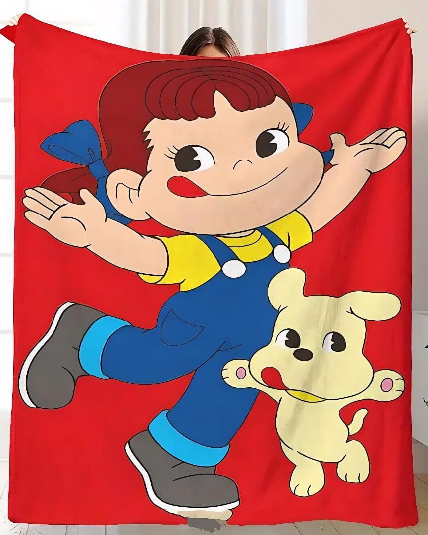 即日発送ふわふわが癖になる触り心地◎不二家ペコちゃん薄手BIG毛布ダブルサイズ