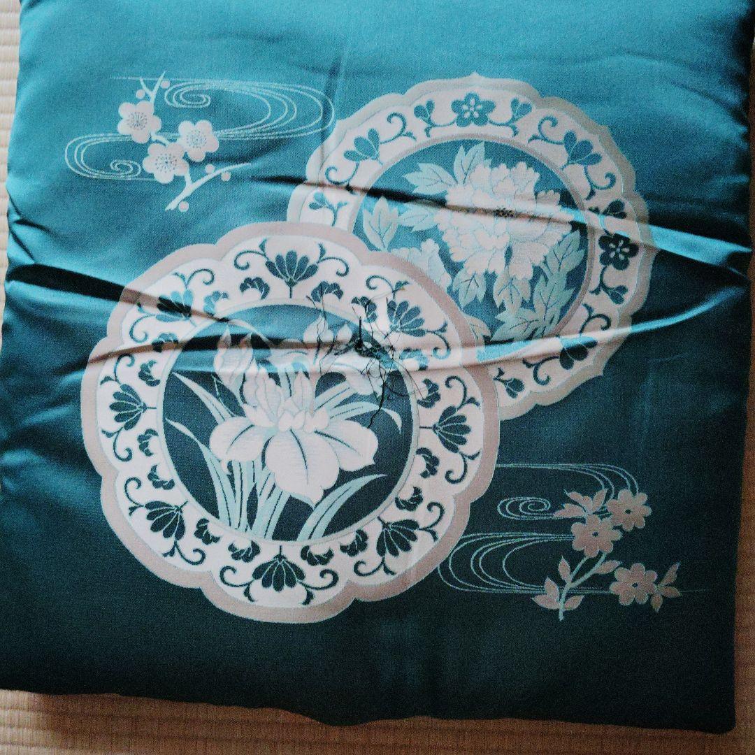 特製　グリーン　花模様　婚礼座布団高級品　5枚 仏間和室　冠婚葬祭