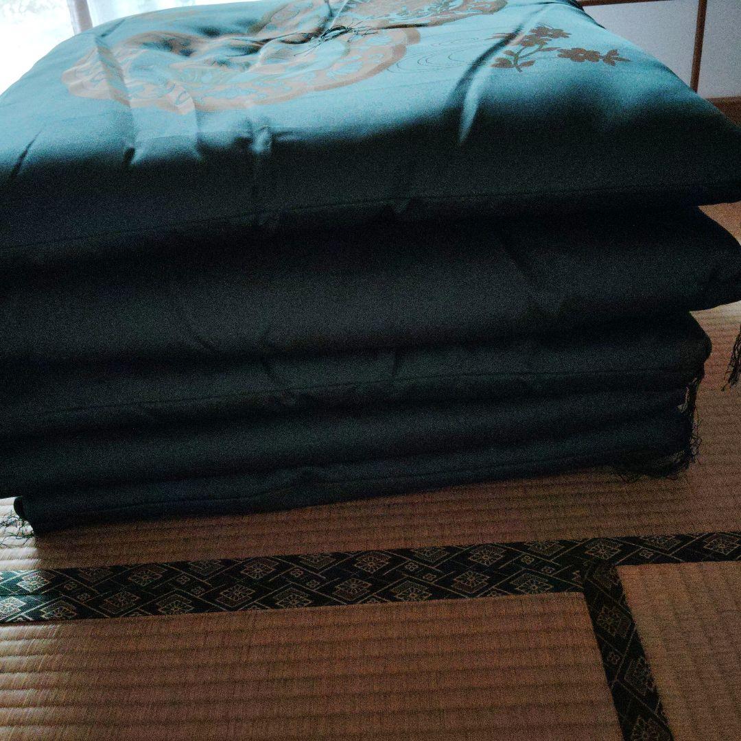 特製　グリーン　花模様　婚礼座布団高級品　5枚 仏間和室　冠婚葬祭