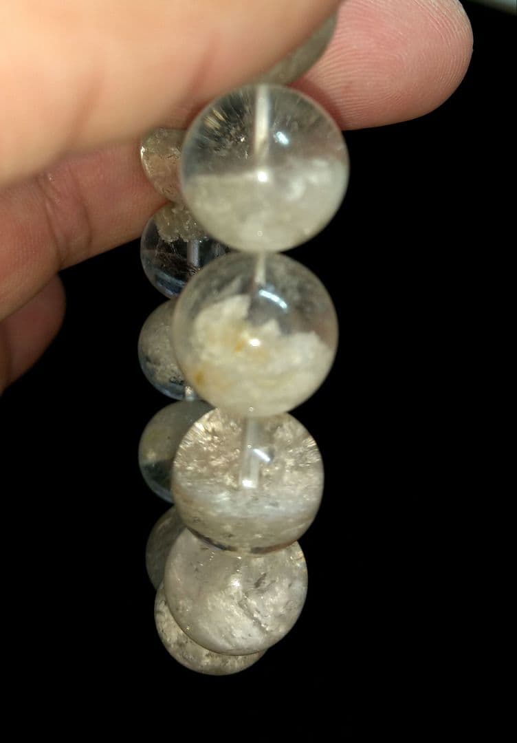 【希少,美品】ホワイトガーデンクォーツ １５㎜　ブレスレット　天然