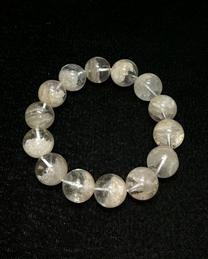 【希少,美品】ホワイトガーデンクォーツ １５㎜　ブレスレット　天然