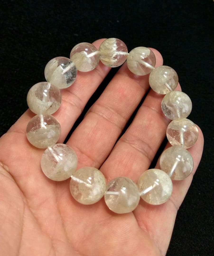 【希少,美品】ホワイトガーデンクォーツ １５㎜　ブレスレット　天然