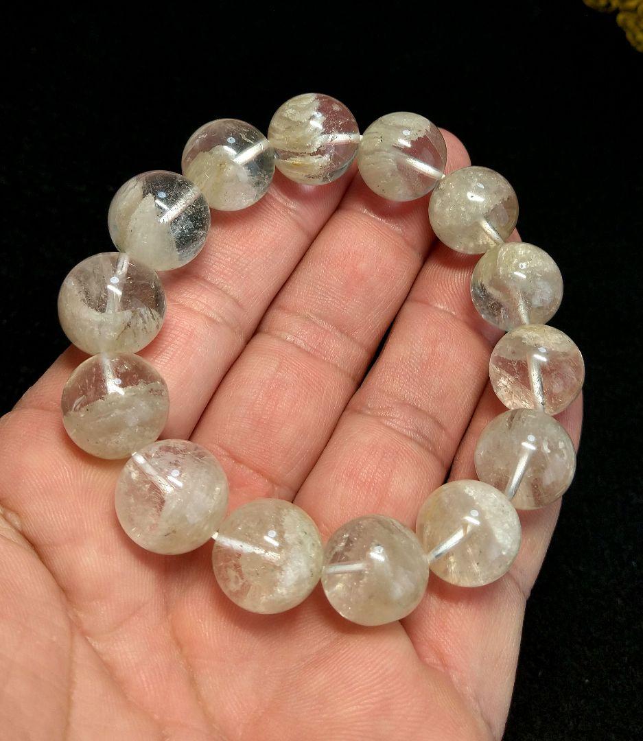 【希少,美品】ホワイトガーデンクォーツ １５㎜　ブレスレット　天然