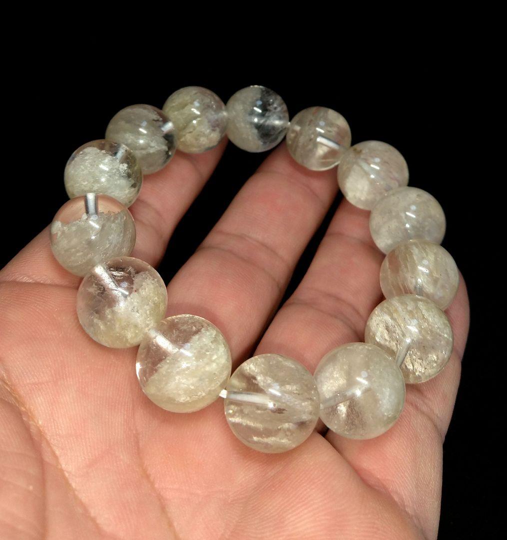 【希少,美品】ホワイトガーデンクォーツ １５㎜　ブレスレット　天然