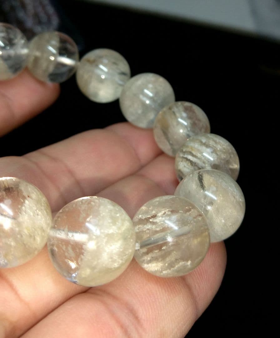 【希少,美品】ホワイトガーデンクォーツ １５㎜　ブレスレット　天然
