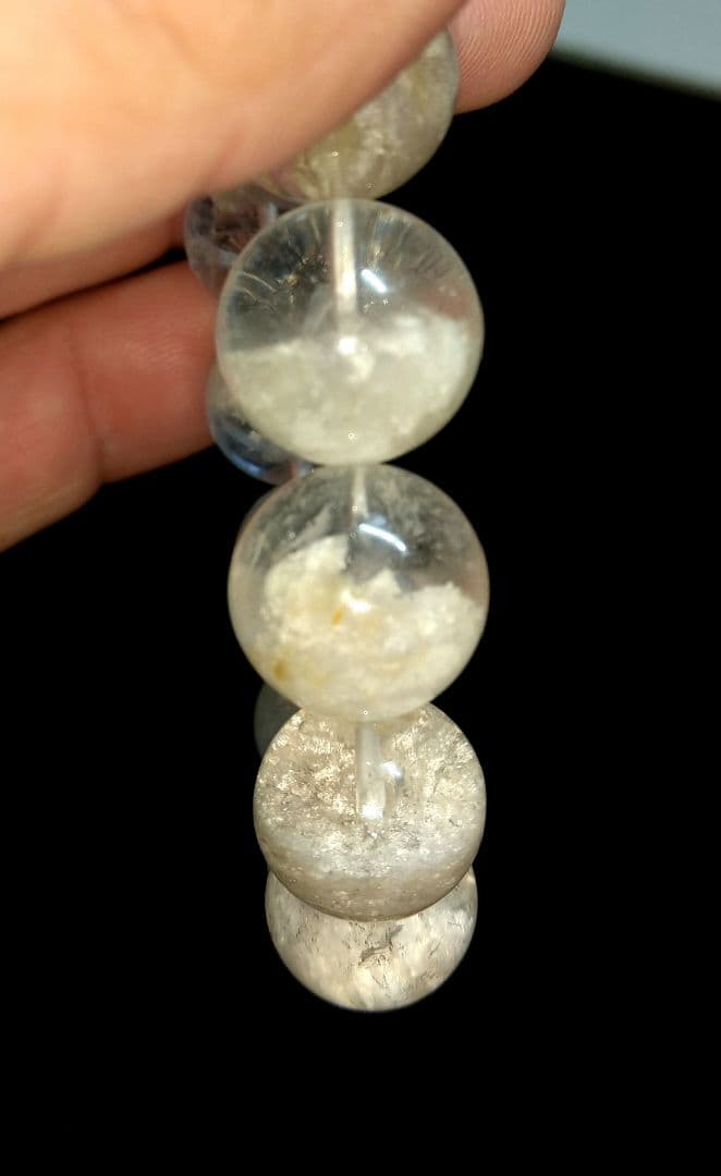 【希少,美品】ホワイトガーデンクォーツ １５㎜　ブレスレット　天然