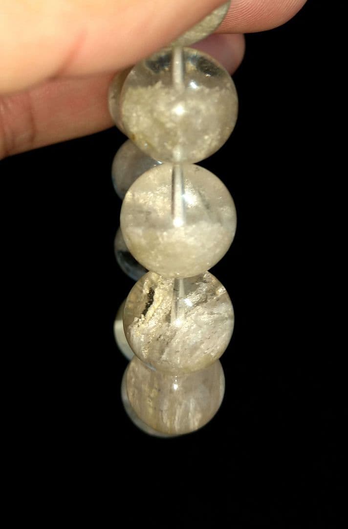 【希少,美品】ホワイトガーデンクォーツ １５㎜　ブレスレット　天然