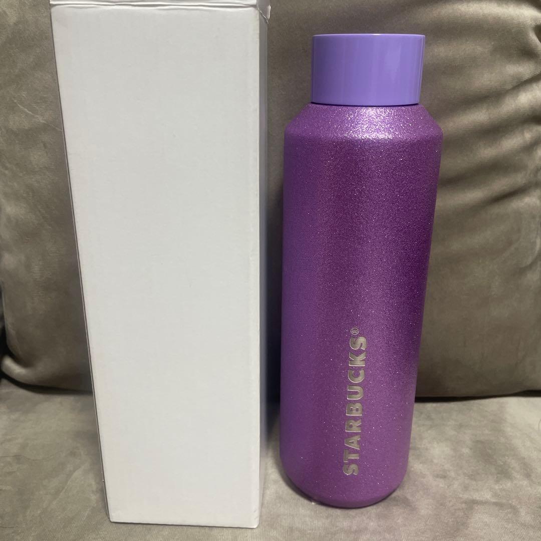 スターバックス　ステンレスボトル　グリッター　パープル