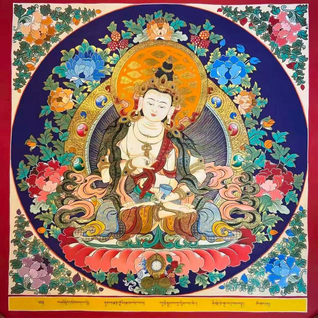 【真筆一点物】手描きチベット唐卡天然顔料が放つ時を超えた輝き