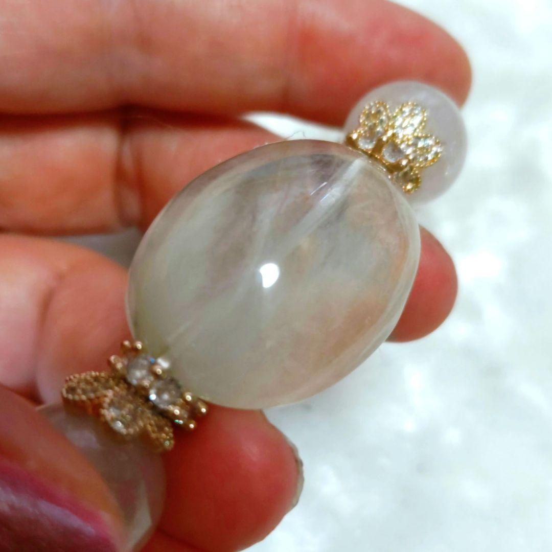 天然石ホワイトガーデンクォーツにサゲニティッククォーツルース