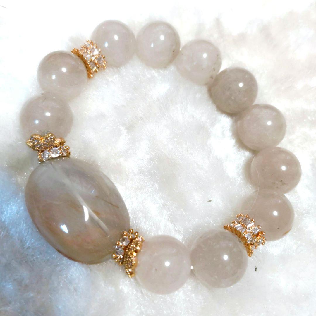 天然石ホワイトガーデンクォーツにサゲニティッククォーツルース