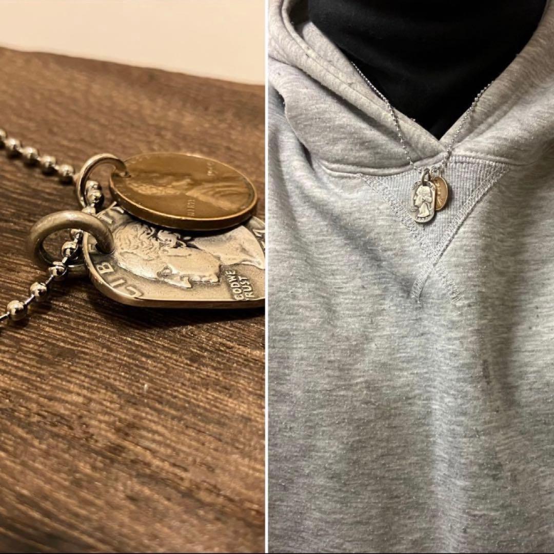 USAクォーターダラー銀貨&1セント　ビンテージネックレス