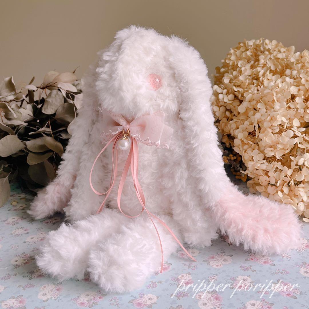 硝子の瞳をもつ　幻獣うさぎのあみぐるみ　垂れ耳　ロップイヤー　ぬいぐるみ