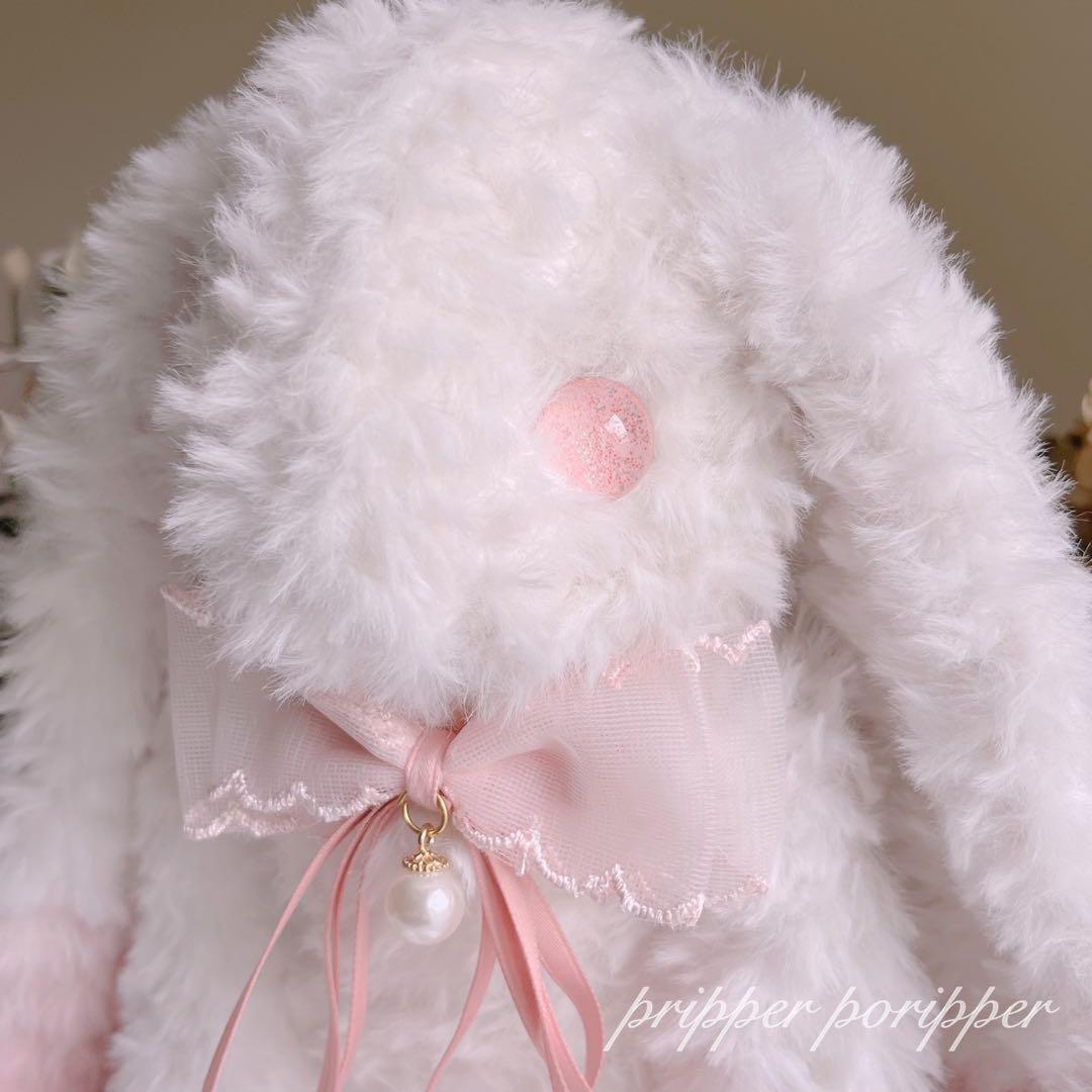 硝子の瞳をもつ　幻獣うさぎのあみぐるみ　垂れ耳　ロップイヤー　ぬいぐるみ